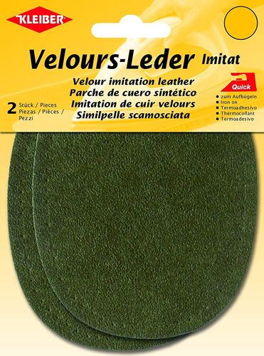Patch thermocollant en velours, ovale - Olive