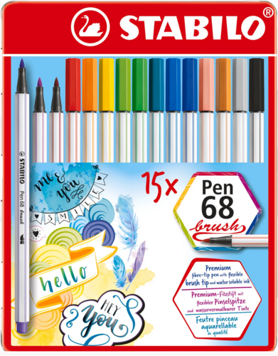Feutres pinceau "Pen 68 brush" - Etui métal de 15