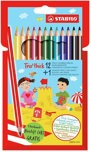 Crayons de couleur "Trio" - Etui de 12+1