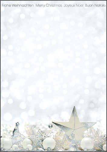 Papier à motif de Noël "White Stars", A4
