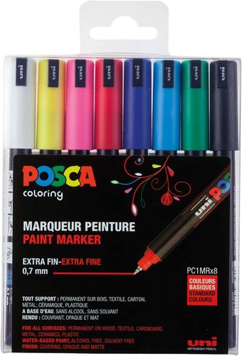 Posca - Marqueur à pigment PC-1MR, pochette de 8