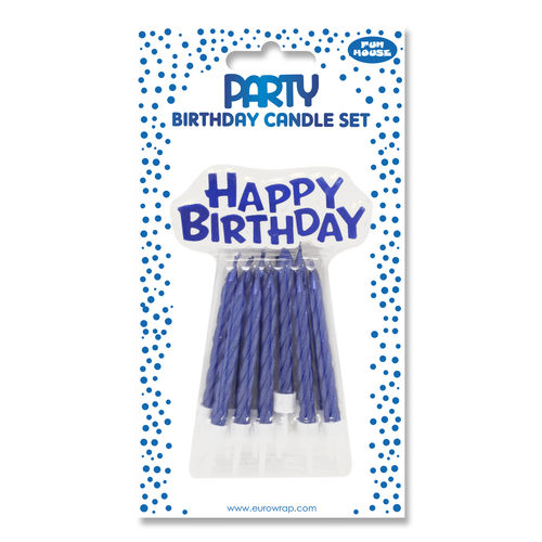 Bougies d'anniversaire "Happy Birthday" - Bleu