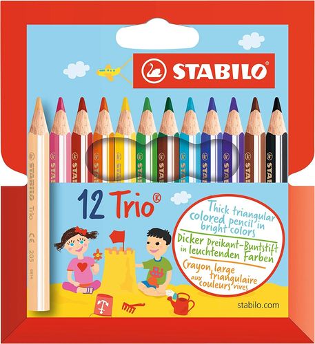 Crayons de couleur "Trio" court - Etui de 12