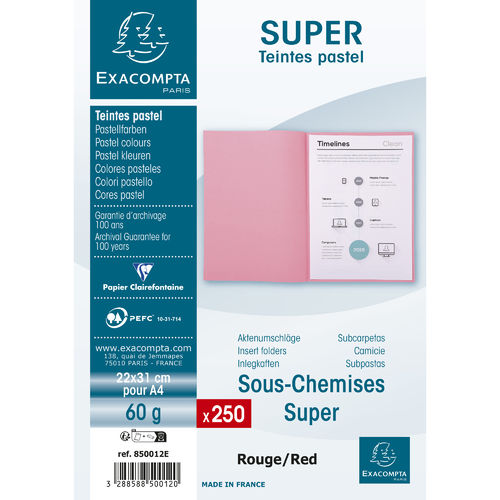 Sous-chemises "Super 60", A4, 60 g/m² - Rouge