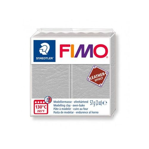 Pâte à modeler "Fimo Effect Leather" - 57 g - Gris pigeon
