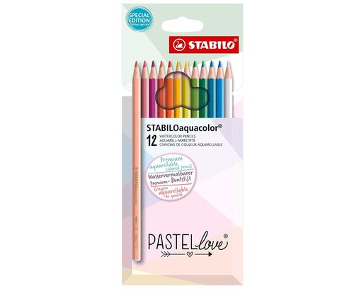 Crayon de couleur aquacolor PASTELlove - Etui de 12