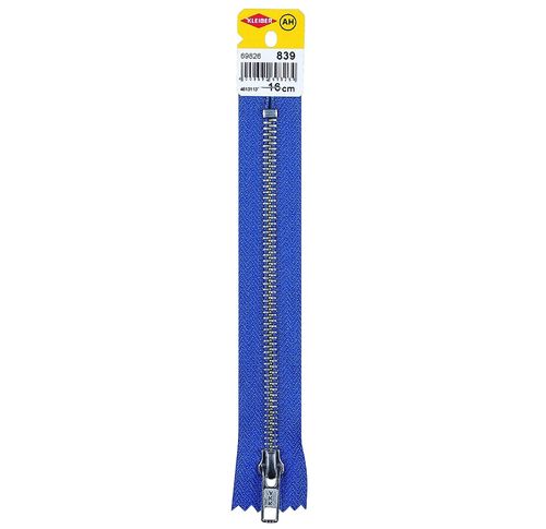 Fermeture à zip, métal, longueur : 160 mm - Bleu jeans