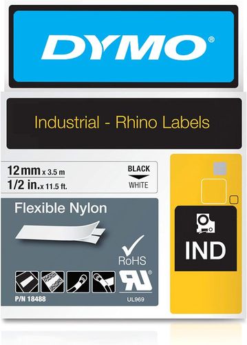 Etiquette "Rhino" industrielle souple en nylon - Noir/blanc